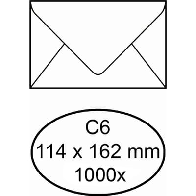 Envelop IEZZY bank C6 114x162mm gegomd wit 1000 stuks