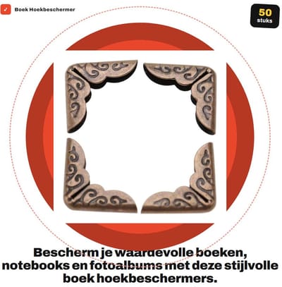 Dailygoods- Hoekbeschermer 50 Stuks - Antieke Brons - Lichtgewicht IJzer - Geschikt voor Notebooks/Boeken - Eenvoudig te Installeren - Hoogwaardige Kwaliteit - Boekbeschermer