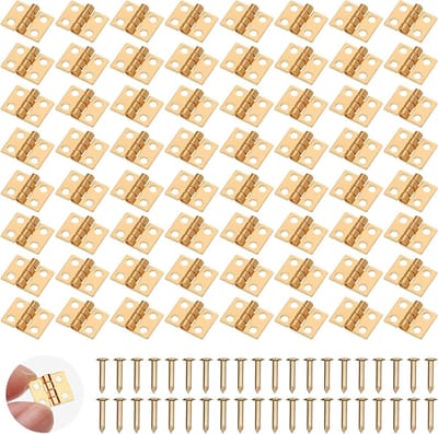 Set van 100 Mini Scharnieren met 400 Schroeven voor Kleine Deuren, Kastjes en DIY Projecten, Ideaal voor Houten Dozen en Vintage Meubels