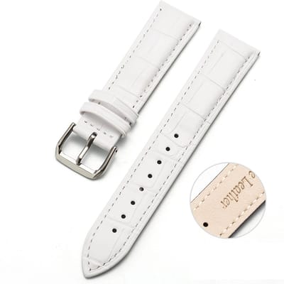 By Qubix - Geschikt voor Garmin bandje - 18mm - Geschikt voor Garmin Venu 3s / Vivoactive 4s / Venu 2s / Vivomove 3s / Forerunner 255s / 265s - Crocodile leren bandje - Wit