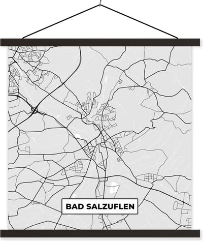 Posterhanger incl. Poster 60x60 cm - Schoolplaat - Stadskaart - Plattegrond - Bad Salzuflen - Duitsland - Kaart - Textielposter - Zwarte latten - Stadskaart