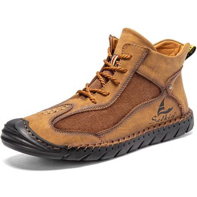Cousu main Bottes en cuir Homme Bottes d'automne décontractées Chaussure Rétro Cuir souple Décontracté Chaussures pour hommes Extérieur Vente chaude Bottines 39 jaune