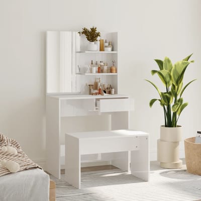 vidaXL - Kaptafelset - 74,5x40x141 - cm - hoogglans - wit