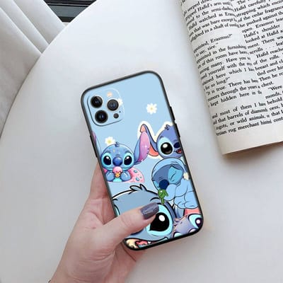 MH84 Lilo Stitch Telefoonhoesje voor iPhone 7 8 11 12 13 14 15 16 17 16E XS Pro Max XR X SE Air iPhone 7 8 Plus leer van buffel