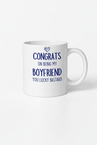 Grappige Mok Vriendje - "Congrats On Being My Boyfriend, You Lucky Bastard" Cadeau
