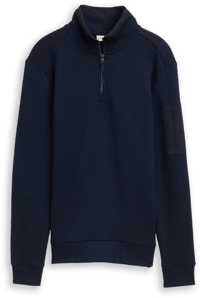 Tom Tailor - Troyer Sweatshirt met mouwzak - Maat L - sky captain blue