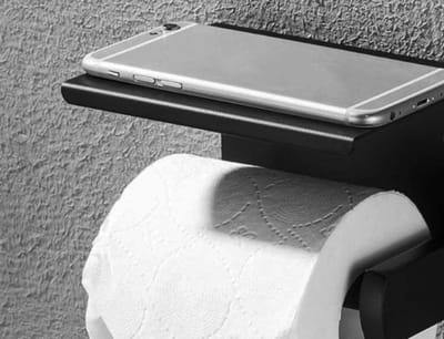*** Luxe Toiletrolhouder Vastplakken - Telefoonhouder - wc-rol houder - mobiele telefoonhouder - RVS - bevestigen zonder boren - van Heble® ***