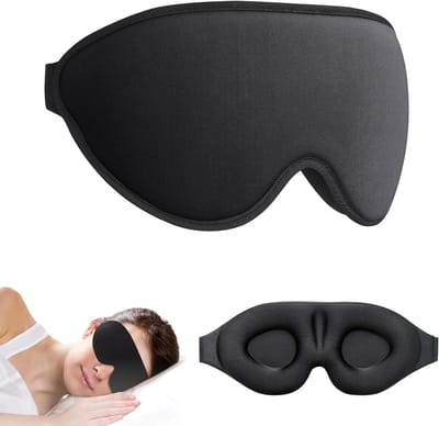 Zijslapers 3D Slaapmasker, 100% Vrije Beweging voor Ogen, Bescherming voor Wimpers, Zacht en Comfortabel, Inclusief Opbergtas, Perfect voor Reizen, Zwart