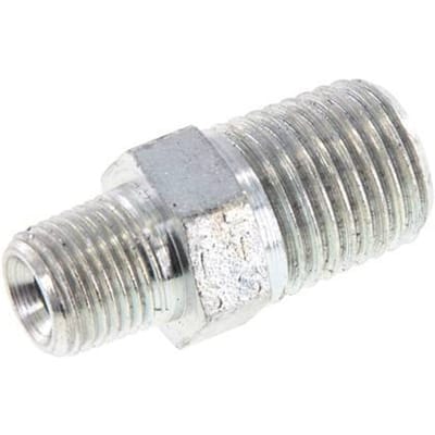 1/8'' NPT x 1/4'' NPT Verzinkt Stalen Borstnippel 375 Bar - Hydrauliek [2 Stuks]