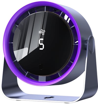 Ventilator - Tafelventilator - 3000mAh USB-ventilator met 5 windsnelheden, LED-display, 90° verticaal draaibaar, draagbare miniventilator voor kantoor, slaapkamer en thuis（Paars）
