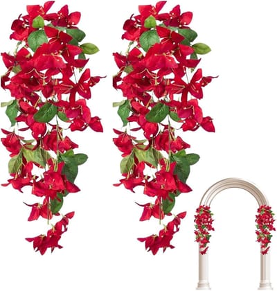 Kunstbloemen Set - Decoratieve Bloemen - Buiten Decoratie - UV-Bestendig Ontwerp - 4x17x4 cm - Rood