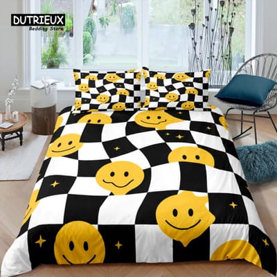 Home Living Luxe 3D Doodle Ruit Beddengoed Set Smiley Dekbedovertrek Kussensloop Queen en King EU/US/AU/VK Maat Dekbed Beddengoed AU Single(140*210cm)3pcs