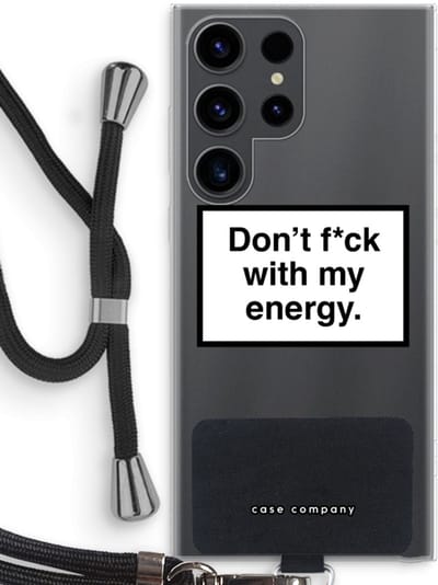 Hoesje met koord geschikt voor Samsung Galaxy S23 Ultra hoesje met Koord - My energy - Telefoonhoesje met Zwart Koord - Bescherming aan alle Kanten en Over de Schermrand
