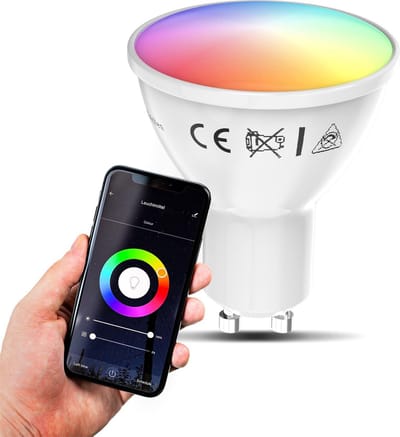 B.K.Licht - Slimme Lichtbron - RGB en CCT - smart lamp - met GU10 - 5.5W LED - WiFi - App - 2.700K to 6.500K - 350 Lm - voice control - color lampjes - LED lamp