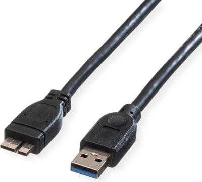 ROLINE USB 3.2 Gen 1 kabel, type A M - Micro A M, zwart, 0,8 m
