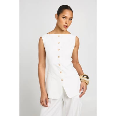 boohoo Dames Longline Gilet Met Boothals | Wit | Maat: 36