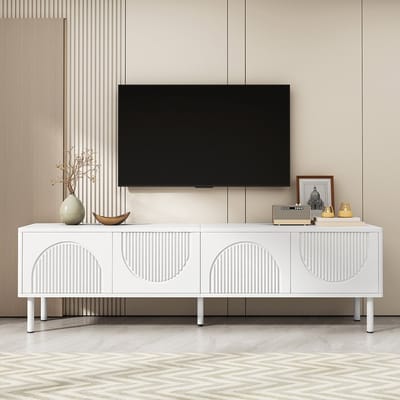 BLACKCOLORS Moderne lage tv-meubel 180 cm met opbergruimte, mat oppervlak en kabelbeheer – minimalistisch design voor de woonkamer, slaapkamer of hal