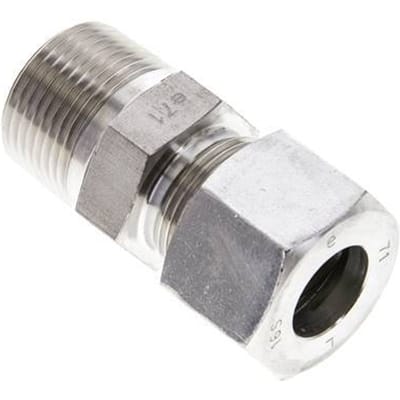 3/4'' NPT Buitendraad x 16S RVS Rechte Snijring Koppeling 400 Bar DIN 2353 - FL2S-MC-ST-034N-16-S