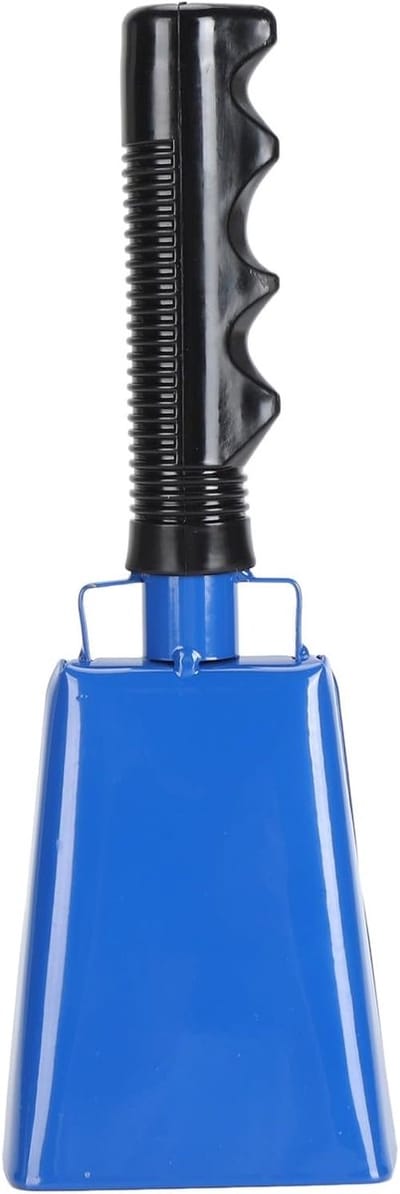 Koebel met Handvat - Luide Bel - Sportevenementen - Duurzaam Metaal - 23 cm - Blauw