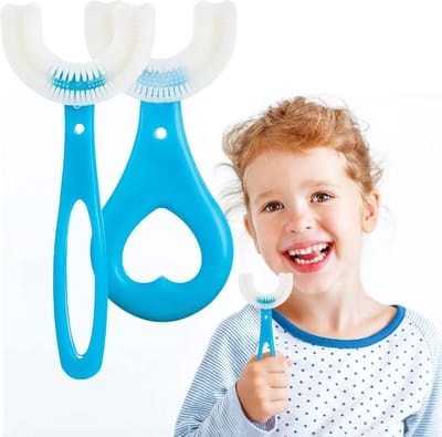 Set van 2 U-Vormige Tandenborstels voor Kinderen met Zachte Siliconen Kop