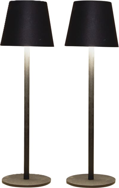 Anna Collection Portable tafellamp Ambiance - 2x - zwart - 27 cm - aanraaksensor - draadloos/oplaadbaar met USB - binnen/buiten
