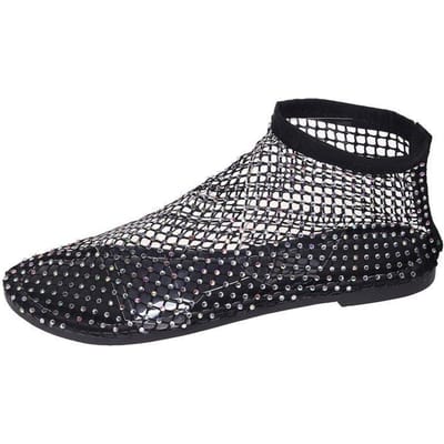 Grote Maat Sandalen voor Dames Onafhankelijke Station Hete Visnet Sokken Holle Lage Hak Platte Sandalen voor Dames 43 gray