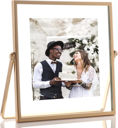 Metalen Ezel Fotolijst 4x4 met Glas en Gouden Afwerking