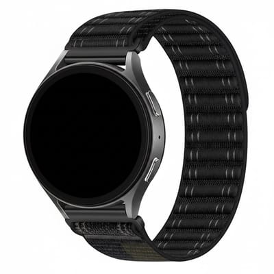 Nylon bandje - geschikt voor Garmin Venu (2 Plus) / Venu SQ (2) / Vivomove (Style - Sport) / Vivoactive 3 / 5 / 6 / Forerunner 55 / 165 / 245 / 645 / 570 - 42mm - zwart