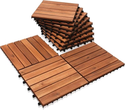 Houten Tegels van Acaciahout voor Tuin, Balkon en Terras - 30 x 30 cm, 2 m², Kliktegels