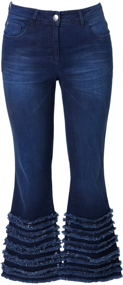 Angel of Style - Dames - Bootcut jeans Lea zoom met gerafelde randen 5-pocket - Donkerblauw denim - Maat 46