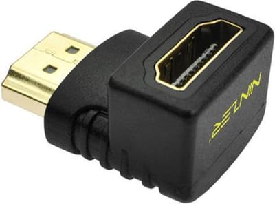 Ninzer HDMI Hoek Adapter 90 Graden - HDMI Male naar Female - Haakse HDMI Verlengadapter - Vergulde Connector - Zwart