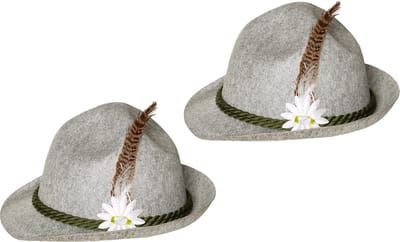 Verkleed hoedje voor Oktoberfest/duits/tiroler - 2x - grijs - volwassenen - Carnaval