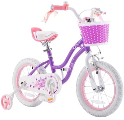 12 Inch Kinderfiets voor Meisjes met Mand, Bel en Trainingswielen - Paars