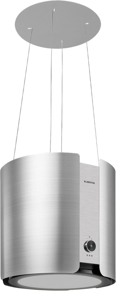 Klarstein Kookplaat Skyfall Smart Eilandkap - App En Touch Bediening - 45 X 42 cm (Øxb) - Vrijhangend - 3 Standen - 413 M³/H - 200 W - LED-Verlichting - Vetfilter - 2 Filters Met Actief Kool - Wifi - Touch Bediening - Roestvrij Staal - Zilver