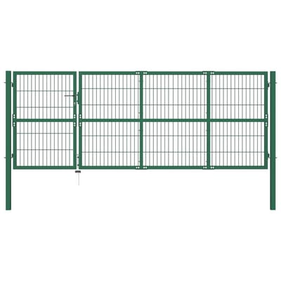 vidaXL - Poort - met - palen - 350x120 - cm - staal - groen