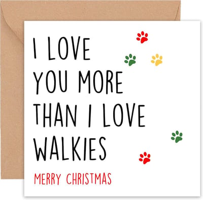 Grappige Hond Kerstkaart - Luxe Humoristisch Cadeau voor Familie en Vrienden - 14cm