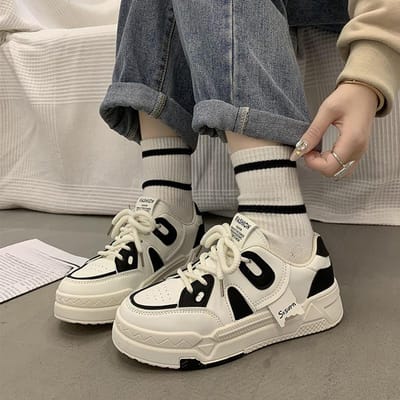 Dikkere zool Kleurafstemming Kleine Witte Schoenen Herfst Nieuwe Niche Studenten Veelzijdige Casual Boardschoenen Dames 40 zwart