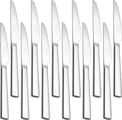 Set van 12 Elegante Steakmessen met Ergonomisch Handvat en Roestvrijstalen Bladen voor Perfecte Snijdprestaties