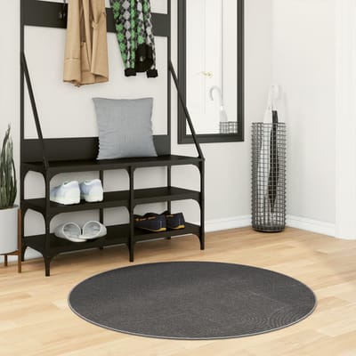 vidaXL - Vloerkleed - IZA - laagpolig - Scandinavisch - Ø - 100 - cm - antraciet