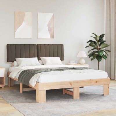 vidaXL - Bedframe - met - Gevoerde - Hoofdbord - Taupe - 160 - x - 200 - cm