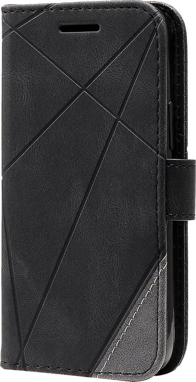 Hoesje geschikt voor iPhone 15 - Bookcase - Pasjeshouder - Portemonnee - Patroon - Kunstleer - Zwart