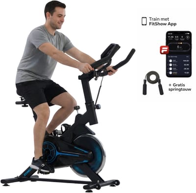 Zonovi Spinningfiets - Spinningbike - Fitness Fiets - Sprinter Bike - Indoor Cycle - Fietstrainer - Hometrainer - Incl. App - Trainingscomputer - Hartslagfunctie - Incl. Springtouw - Tablethouder - Bluetooth