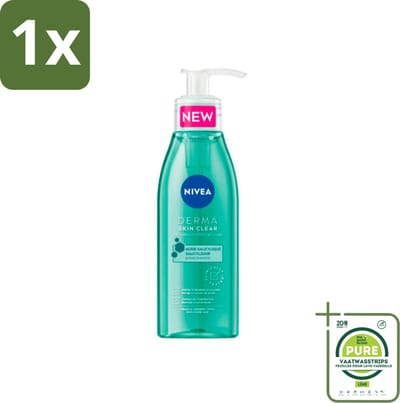 1 x NIVEA - Reinigingsgel - DERMA Huidzuiver - Voor onzuivere huid - Met Salicylzuur (AHA) & Niacinamide - Tegen Acne & Mee-eters - 150 ml - Gezichtsreiniger - Onzuivere Huid - Puistjes - Mee-eters - Salicylzuur
