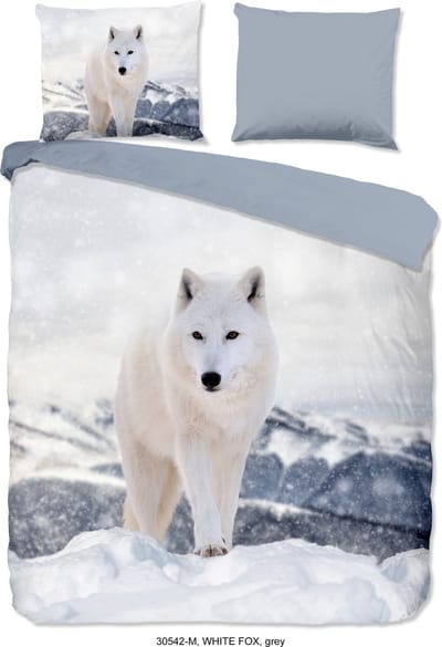Pure Dekbedovertrek "witte vos met winterlandschap" - Grijs - (200x200/220 cm) - Microfiber