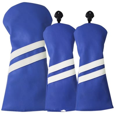 Golf Club Headcover Double - Golfclub Covers - Stripe Blauw- Headcovers-Golf Spullen- Driver, Hybride, Fairway wood