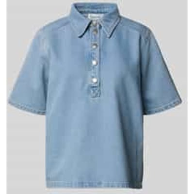 jeansblouse met drukknoopsluiting model 'Abina'
