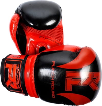 Punch Round Bokshandschoenen SLAM Pin Dott Zwart Rood - 12 OZ
