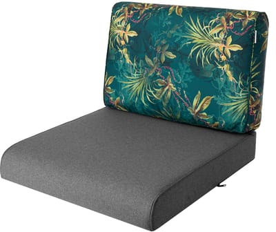 Hobbygarden Tuinkussen Nel Antraciet/Groen 50x50cm - Geschikt voor oa Wicker tuins-set & Stoelen - Waterafstotend - Uv Bestendig