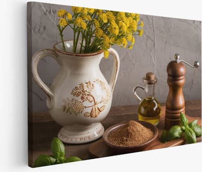Saammp Muurcirkel Hout - Roze Gekleurde Bloemen - stilleven - Abstract - Ø 90 - Wandcirkel - Wanddecoratie Cirkel - Modern Interieur - Woonkamer Decoratie