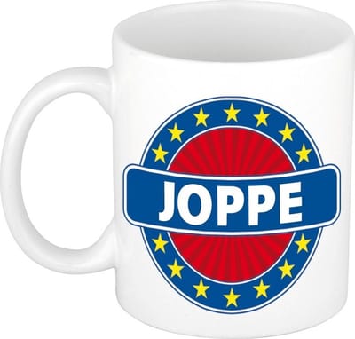 Bellatio Decorations - Joppe voornaam - koffiemok - beker - wit/blauw - 300 ml - Cadeau - Heren - Collega - Vaderdag - Verjaardag